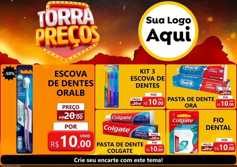 Modelo de Encarte para Encarte A4 Horizontal com o tema Torra Preços para Higiene Pessoal