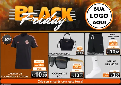 Modelo de Encarte para Encarte A4 Horizontal com o tema Black Friday para Roupas e acessórios