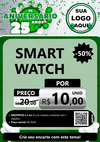 Modelo de Cartaz para Cartaz A4 Vertical com o tema Promoção de Aniversário - 25 Anos para Informática