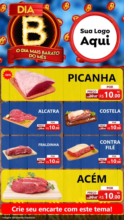 Modelo de TV para TV Vertical com o tema Dia B - O Dia Mais Barato Do Mês para Açougue