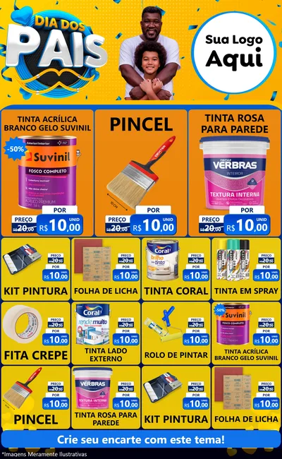 Modelo de Encarte para Encarte Grande com o tema Dia dos Pais para Tintas e Ferramentas
