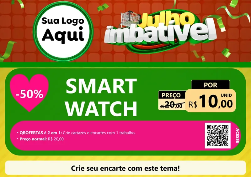 Modelo de Cartaz para Cartaz A4 Horizontal com o tema Julho Imbatível para Informática