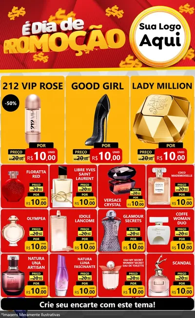 Modelo de Encarte para Encarte Grande com o tema É Dia De Promoção para Perfumes