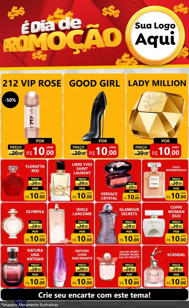 Modelo de Encarte para Encarte Grande com o tema É Dia De Promoção para Perfumes