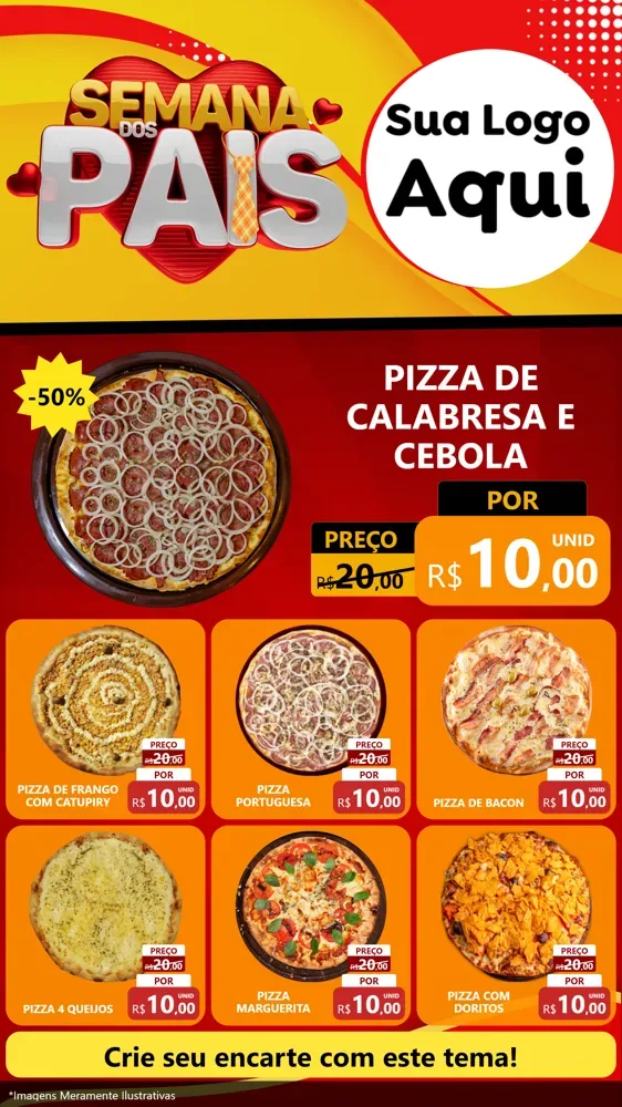 Modelo de Rede Social para Stories com o tema Semana Dos Pais para Pizzaria