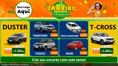 Modelo de TV para TV Horizontal com o tema Janeiro - Economia Garantida para Concessionaria de Carros