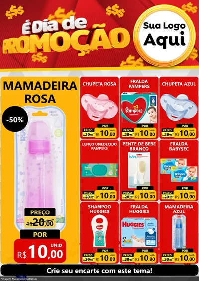 Modelo de Encarte para Encarte A4 Vertical com o tema É Dia De Promoção para Bebês