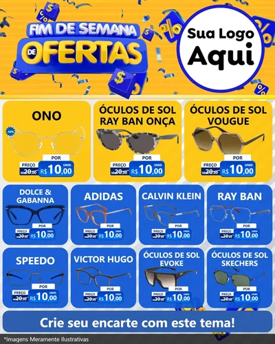 Modelo de Rede Social para Feed Instagram com o tema Fim de Semana de Ofertas para Óticas