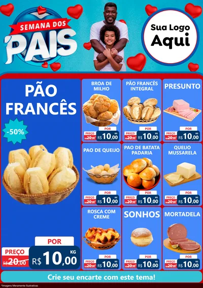 Modelo de Encarte para Encarte A4 Vertical com o tema Semana Dos Pais para Padaria