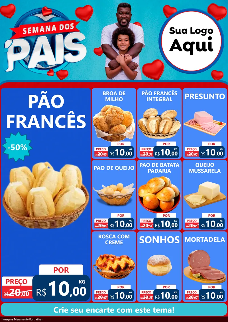 Modelo de Encarte para Encarte A4 Vertical com o tema Semana Dos Pais para Padaria