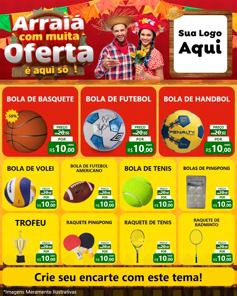Modelo de Rede Social para Feed Instagram com o tema Arraiá Com Muita Oferta - É Aqui Sô! para Artigos Esportivos