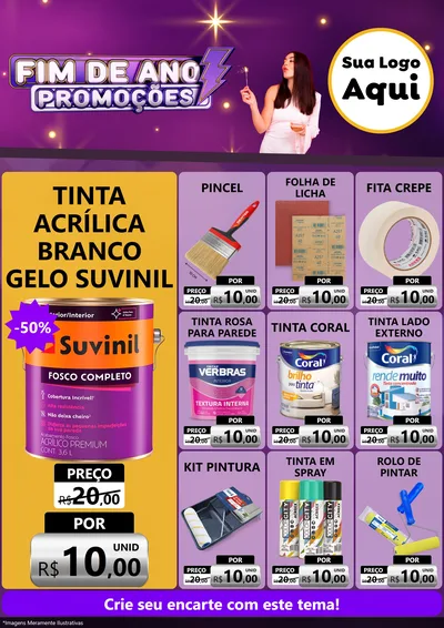 Modelo de Encarte para Encarte A4 Vertical com o tema Fim de Ano Promoções para Tintas e Ferramentas