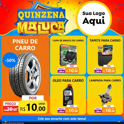 Modelo de Rede Social para Feed Facebook com o tema Quinzena Maluca para Auto peças