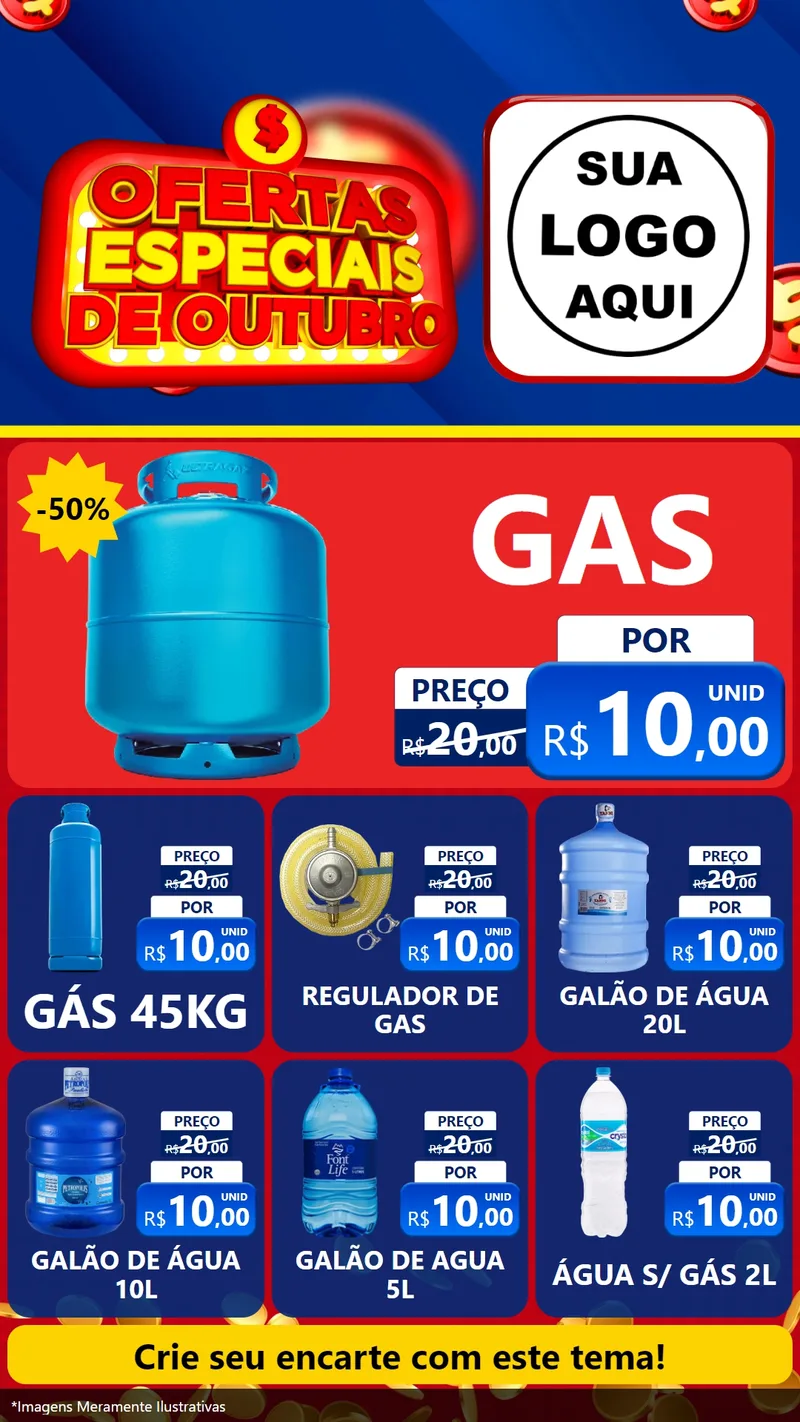 Modelo de Rede Social para Stories com o tema Ofertas Especiais de Outubro para Água e gás