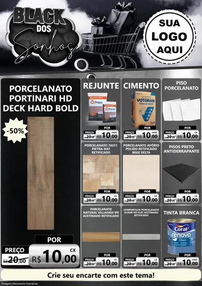 Modelo de Encarte para Encarte A4 Vertical com o tema Black dos Sonhos para Pisos e revestimentos