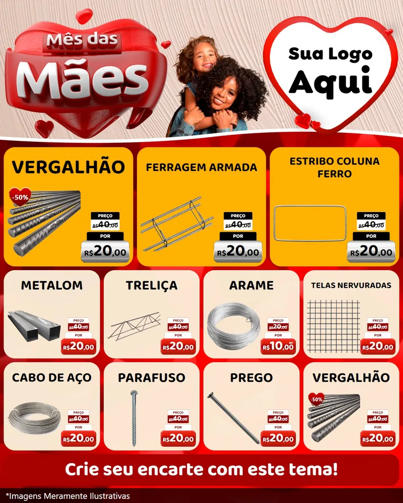 Modelo de Rede Social para Feed Instagram com o tema Mês das Mães para Ferragens