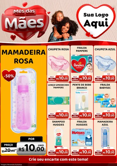 Modelo de Encarte para Encarte A4 Vertical com o tema Mês das Mães para Bebês