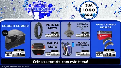 Modelo de TV para TV Horizontal com o tema Promoção de Aniversário - 3 Anos para Moto peças