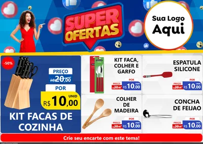 Modelo de Encarte para Encarte A4 Horizontal com o tema Super Ofertas para Utilidades Domésticas