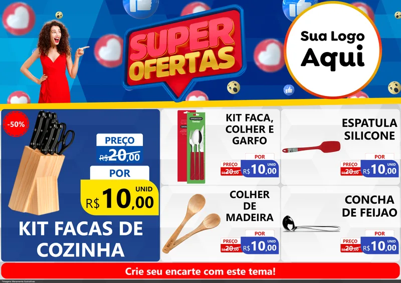 Modelo de Encarte para Encarte A4 Horizontal com o tema Super Ofertas para Utilidades Domésticas