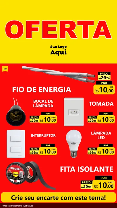 Modelo de TV para TV Vertical com o tema OFERTA - Vermelho Cartaz para Materiais Elétricos