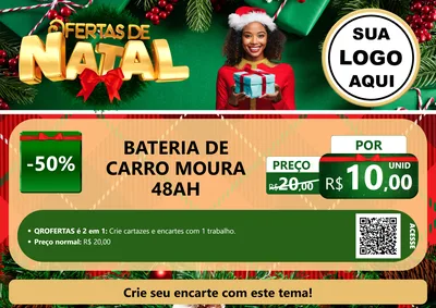Modelo de Cartaz para Cartaz A4 Horizontal com o tema Ofertas de Natal para Baterias Elétricas