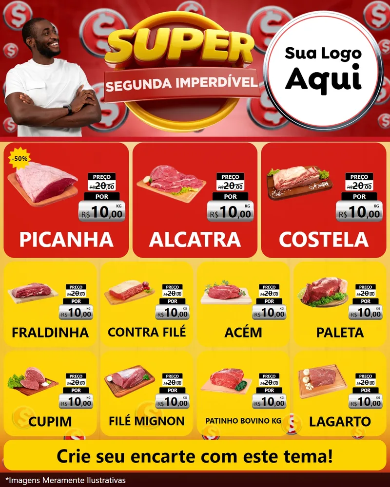 Modelo de Rede Social para Feed Instagram com o tema Super Segunda Imperdível para Açougue