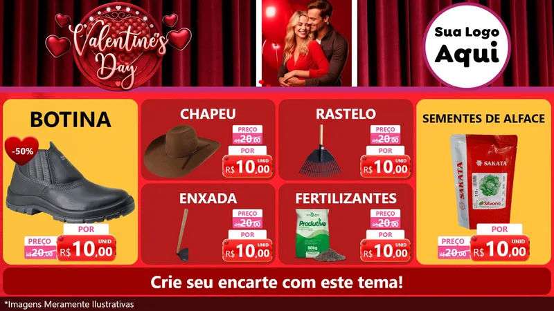 Modelo de TV para TV Horizontal com o tema Valentine's Day para Agropecuária