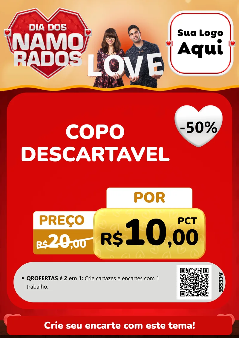 Modelo de Cartaz para Cartaz A4 Vertical com o tema Dia dos Namorados para Embalagens