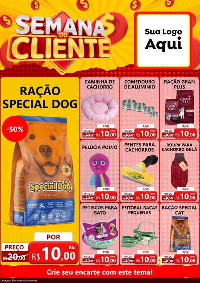 Modelo de Encarte para Encarte A4 Vertical com o tema Semana do Cliente para Pet Shop