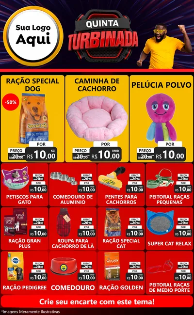Modelo de Encarte para Encarte Grande com o tema Quinta Turbinada para Pet Shop
