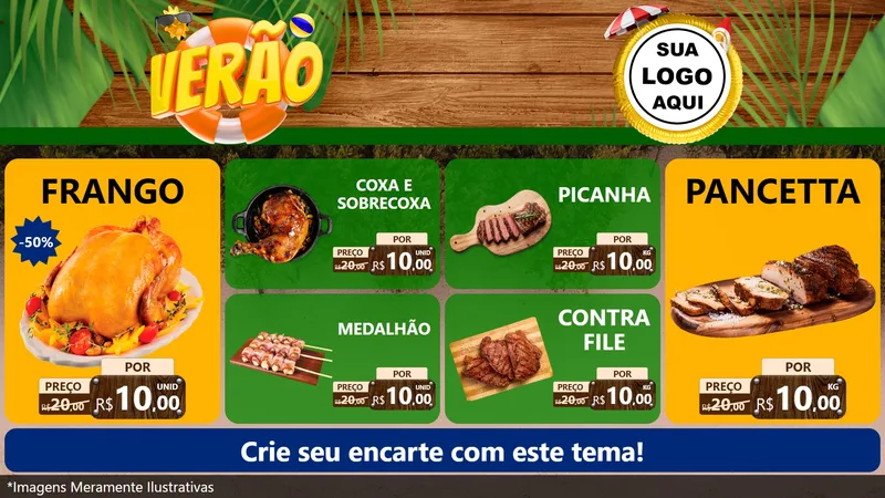 Modelo de TV para TV Horizontal com o tema Verão para Assados