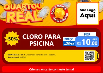 Modelo de Cartaz para Cartaz A4 Horizontal com o tema Quartou do Real para Produtos para Piscina