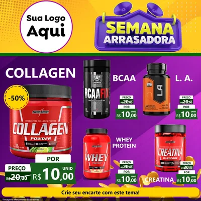 Modelo de Rede Social para Feed Facebook com o tema Semana Arrasadora para Suplementos alimentares