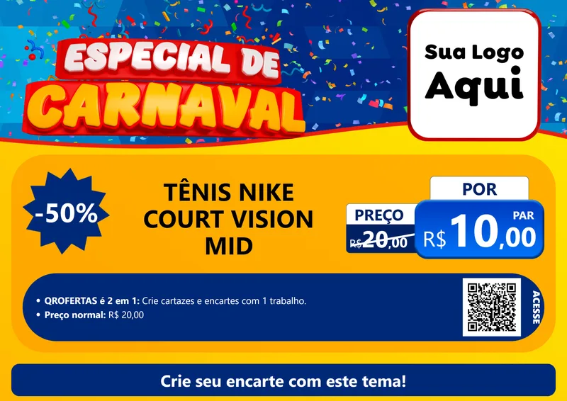 Modelo de Cartaz para Cartaz A4 Horizontal com o tema Especial de Carnaval para Calçados