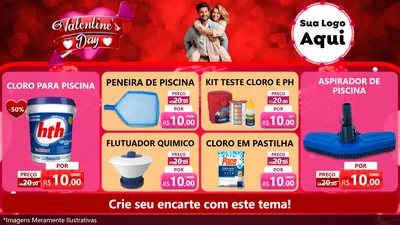 Modelo de TV para TV Horizontal com o tema Valentine's Day para Produtos para Piscina