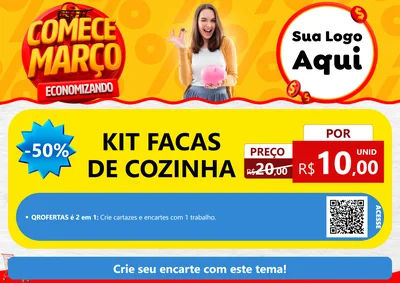 Modelo de Cartaz para Cartaz A4 Horizontal com o tema Comece Março Economizando para Utilidades Domésticas