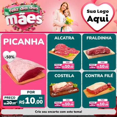 Modelo de Rede Social para Feed Facebook com o tema Feliz Dia das Mães para Açougue