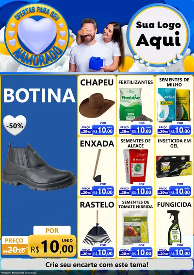 Modelo de Encarte para Encarte A4 Vertical com o tema Ofertas Para Seu Namorado para Agropecuária