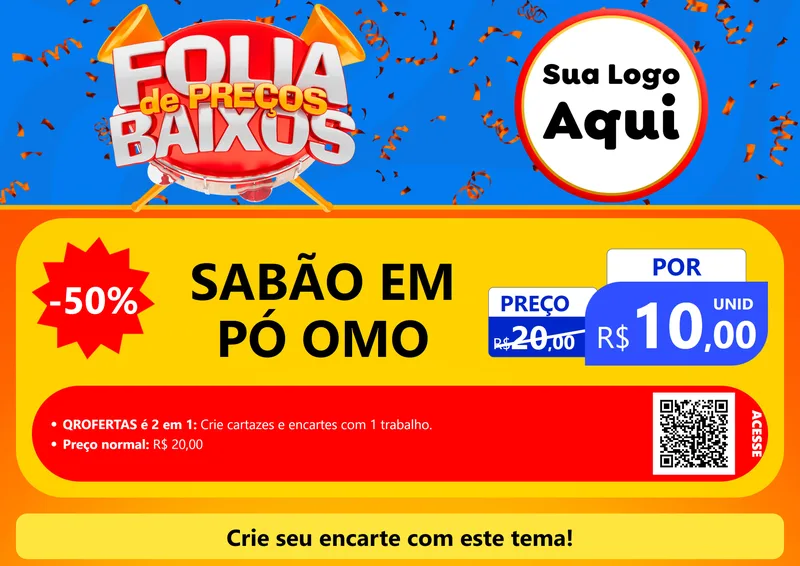 Modelo de Cartaz para Cartaz A4 Horizontal com o tema Folia de Preços Baixos para Produtos de Limpeza