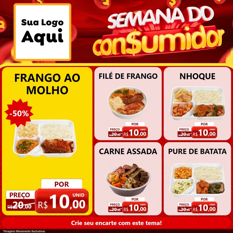 Modelo de Rede Social para Feed Facebook com o tema Semana do Consumidor para Restaurante
