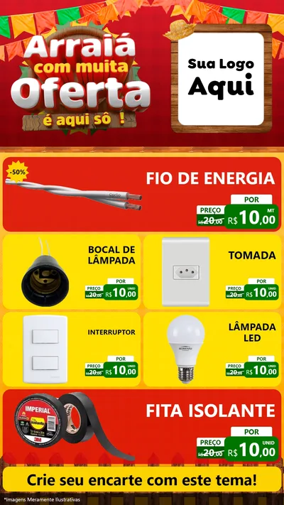 Modelo de TV para TV Vertical com o tema Arraiá Com Muita Oferta - É Aqui Sô! para Materiais Elétricos