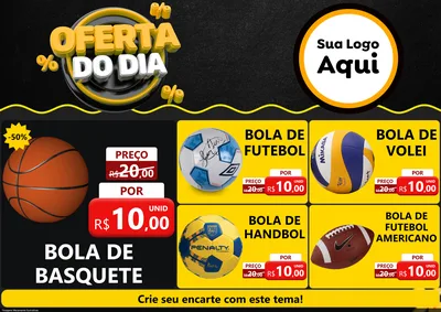 Modelo de Encarte para Encarte A4 Horizontal com o tema Oferta Do Dia para Artigos Esportivos