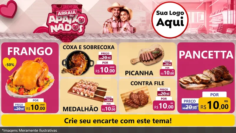 Modelo de TV para TV Horizontal com o tema Arraiá dos Apaixonados - Junina para Assados