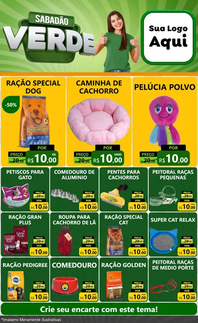 Modelo de Encarte para Encarte Grande com o tema Sabadão Verde para Pet Shop