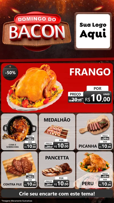 Modelo de Rede Social para Stories com o tema Domingo do Bacon para Assados