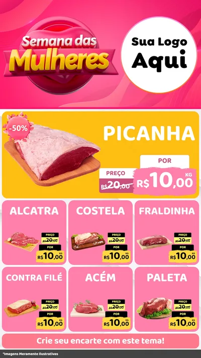 Modelo de Rede Social para Stories com o tema Semana das Mulheres para Açougue