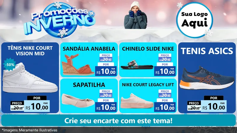 Modelo de TV para TV Horizontal com o tema Promoções de Inverno para Calçados