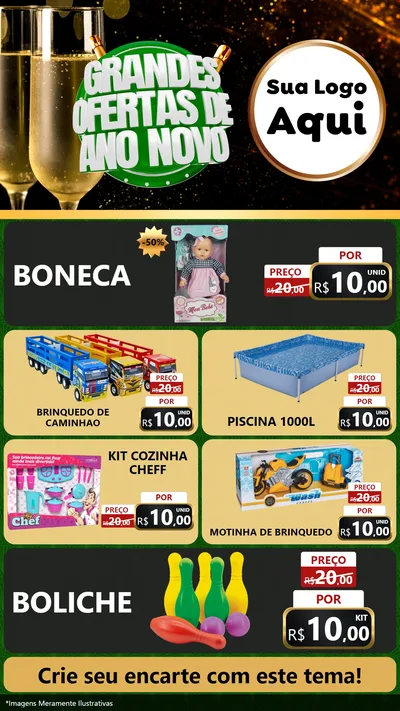 Modelo de TV para TV Vertical com o tema Grandes Ofertas de Ano Novo para Brinquedos