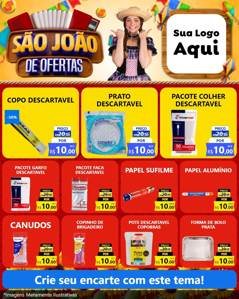 Modelo de Rede Social para Feed Instagram com o tema São João de Ofertas para Embalagens